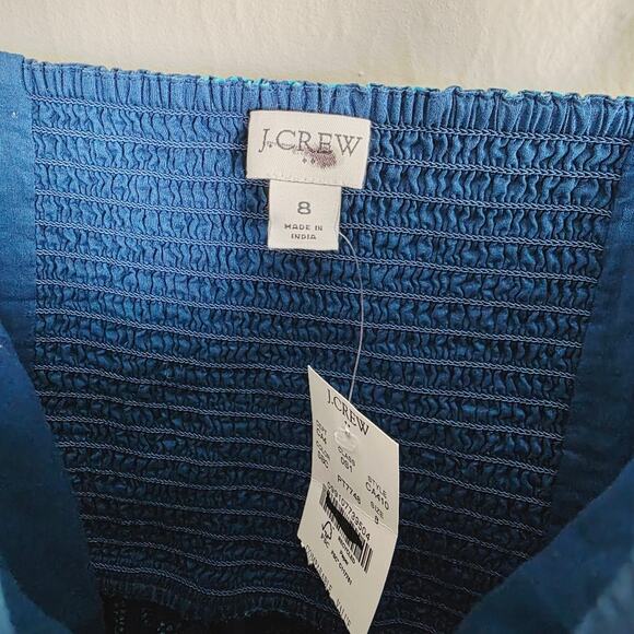 NEW J. Crew Poplin Blue Coral Midi Dress Seaport Blue Cenote - Picture 10 of 13